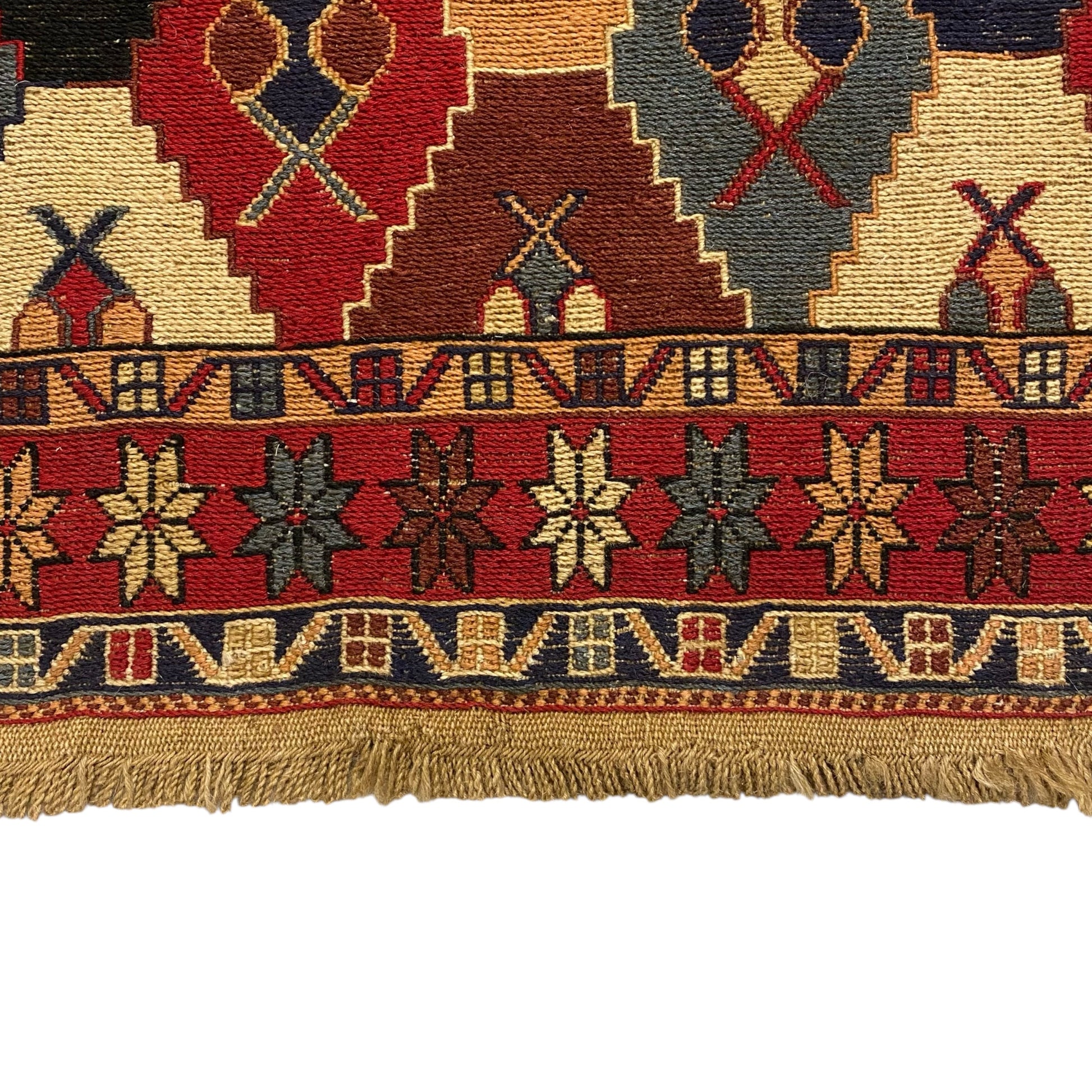 9' Ft Soumak Runner Rug with Geometric Design - Kilim Art Gallery