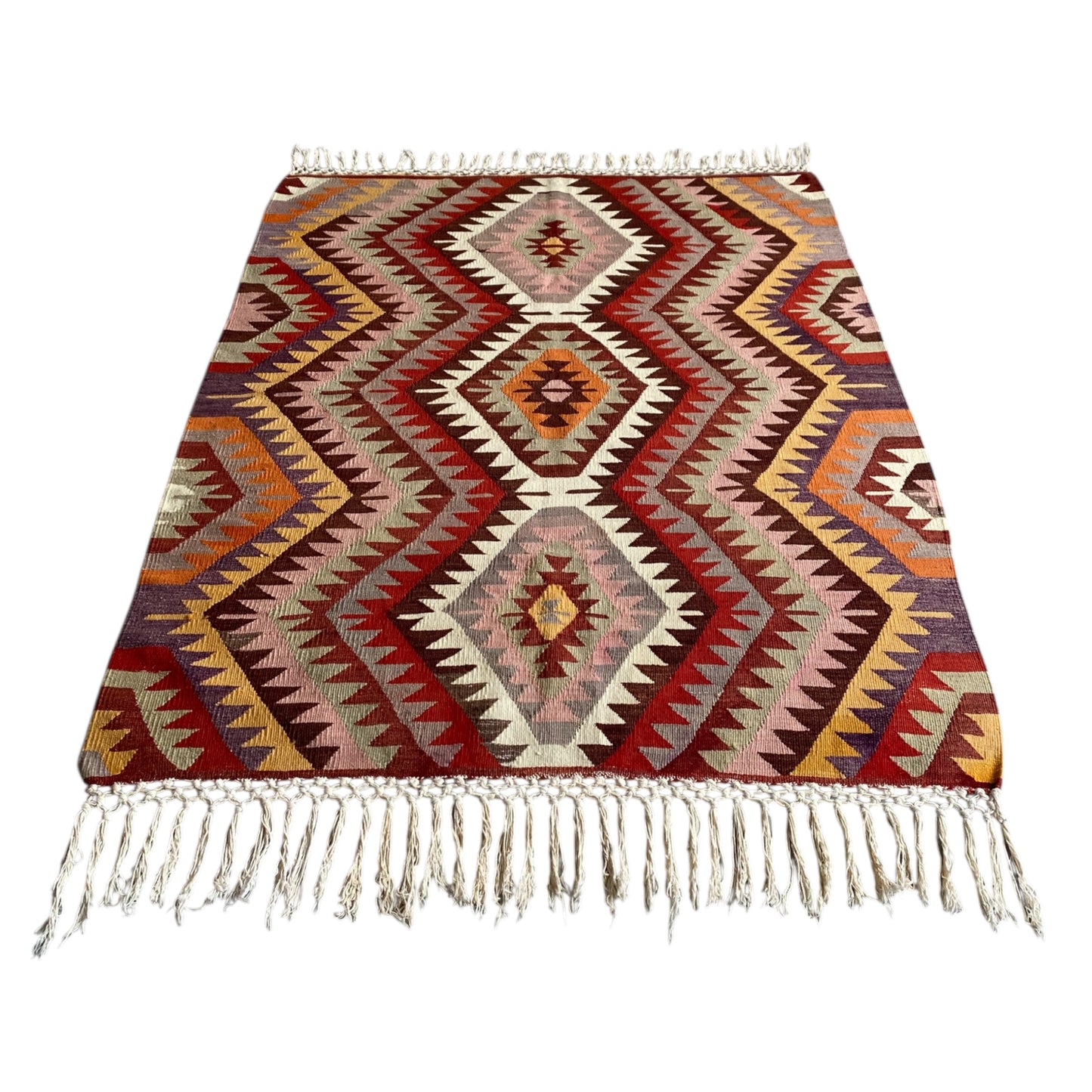 Geometric Aztec Design  West Anatolian Barak Kilim Rug