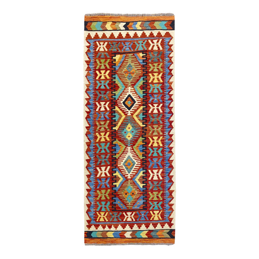 Alfombra Kilim tribal para pasillo y cocina