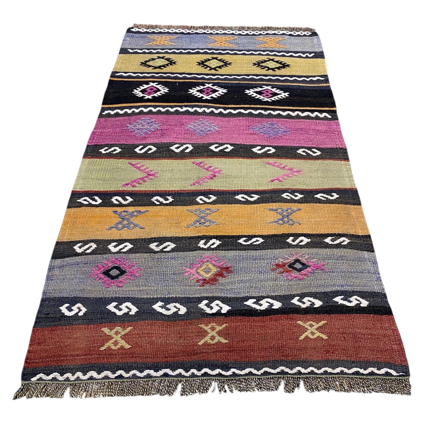 Vintage Anatolian Nomadic Boho Kilim Rug