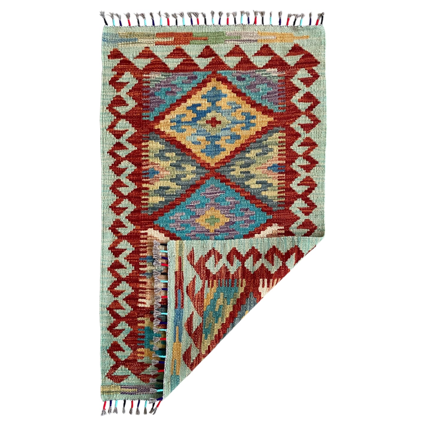Small Qashqai / Caucasian Design Tribal Kilim Rug Doormat Bath Mat