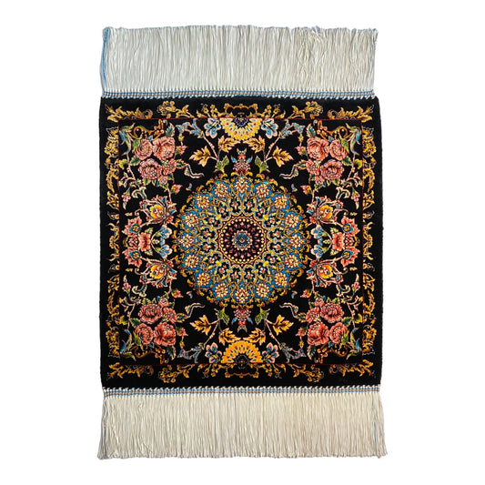 Small Black Bamboo Silk Carpet Rug