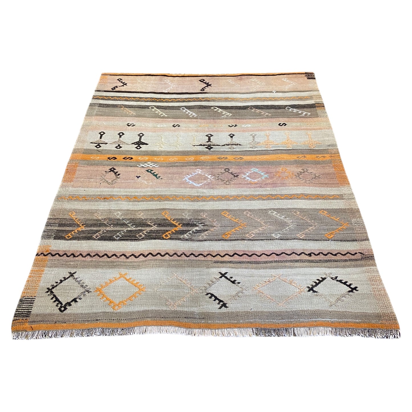 Stripe Design Anatolian Kilim Rug