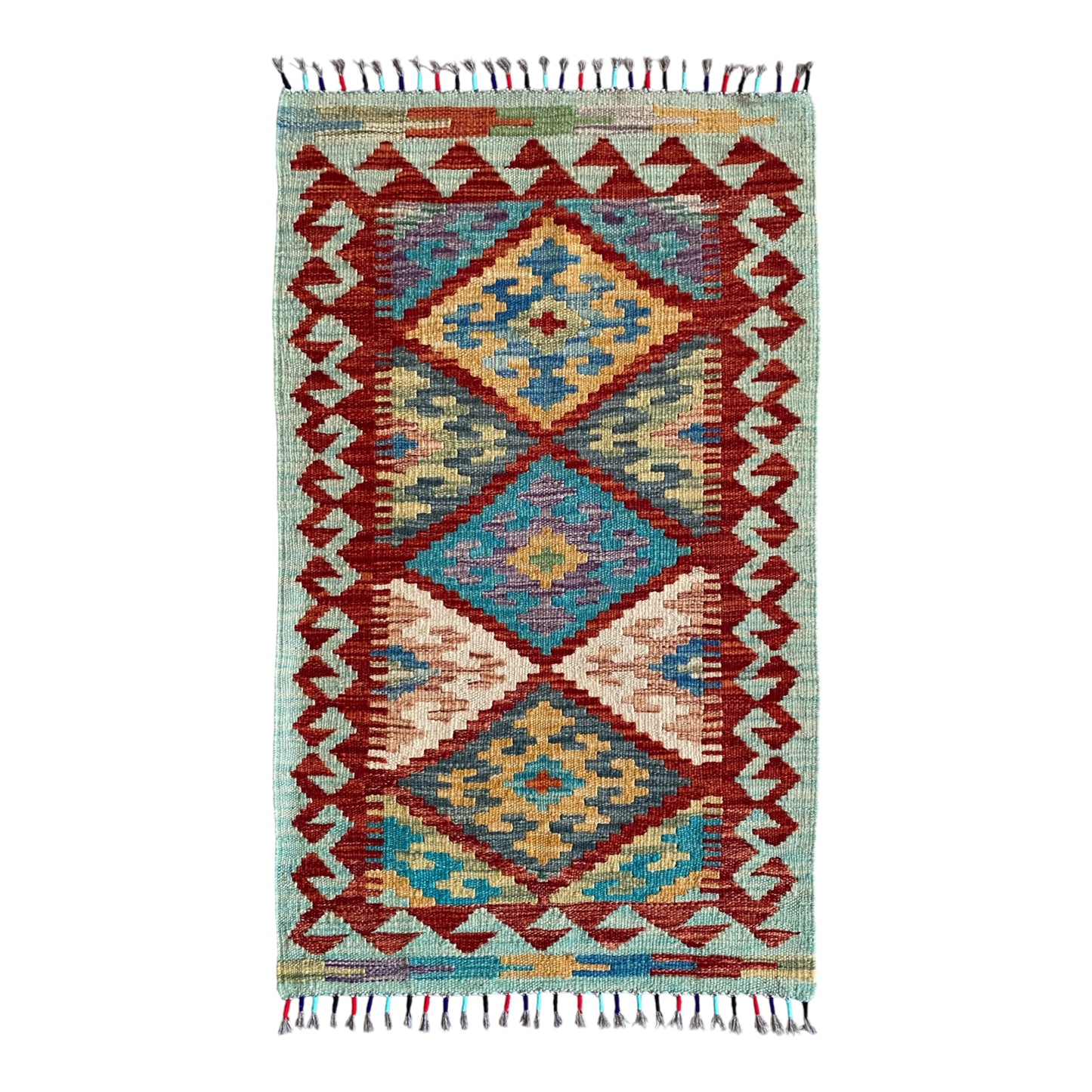 Small Qashqai / Caucasian Design Tribal Kilim Rug Doormat Bath Mat