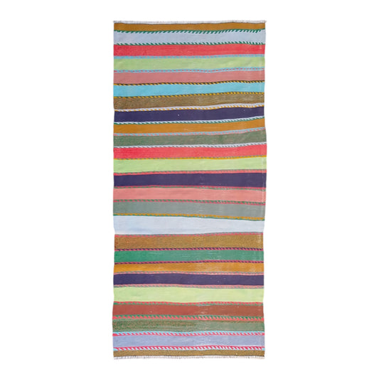 Colorful Striped Turkish Kilim Rug