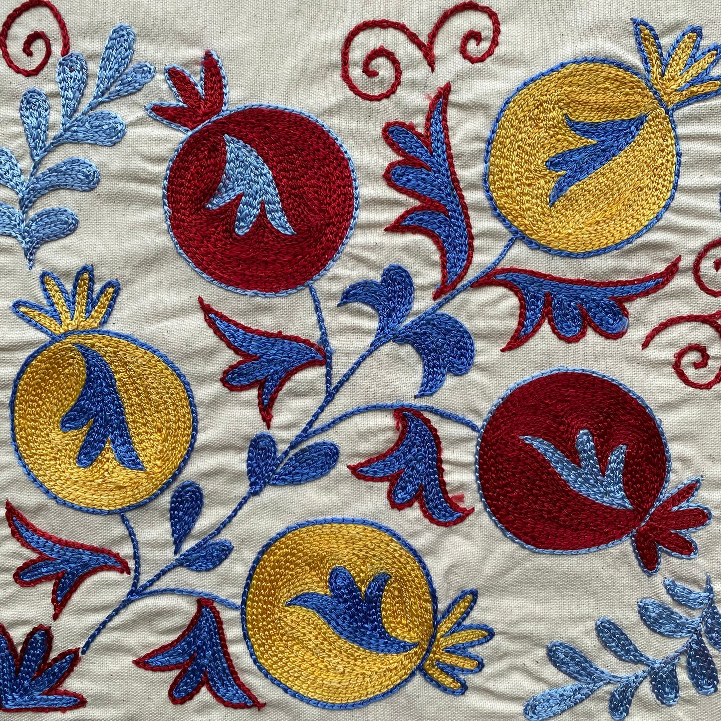 Red Yellow Blue Suzani Pillow Cover