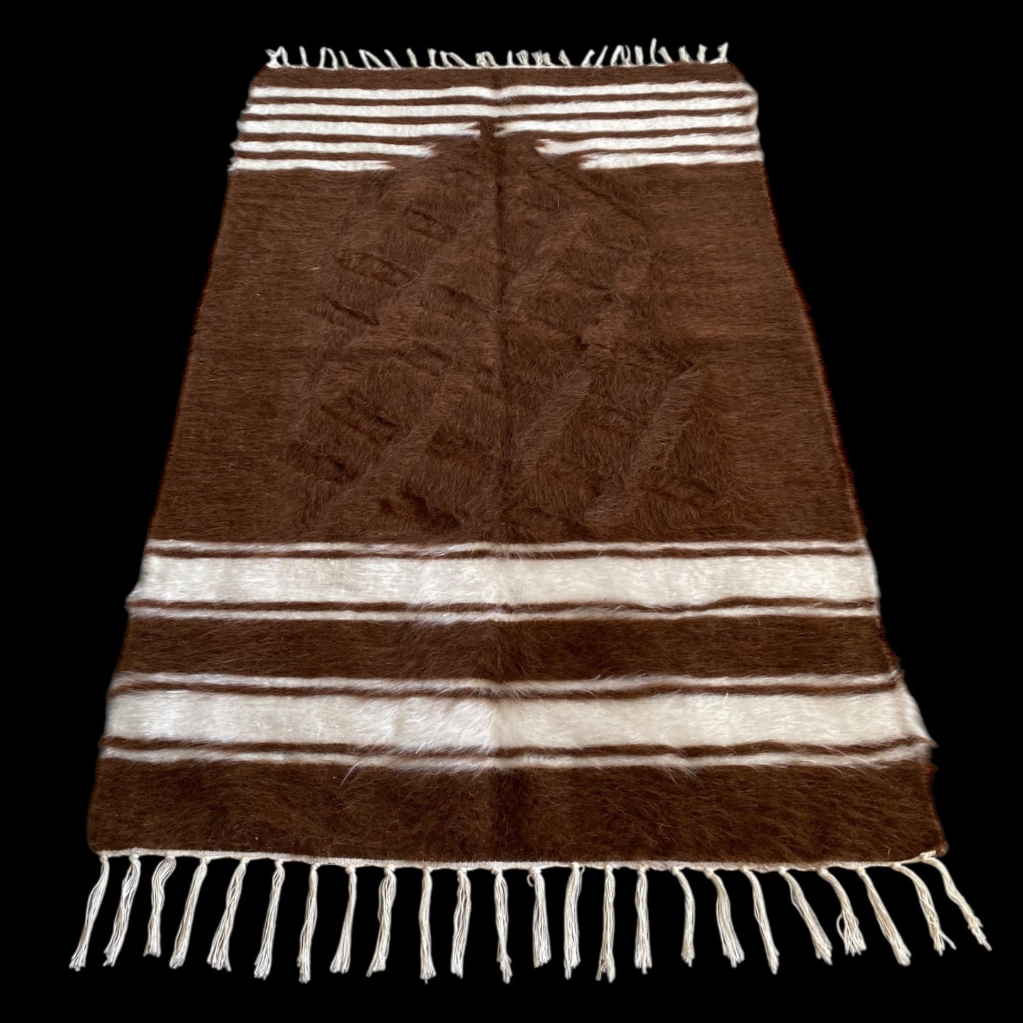 Brown Turkish Siirt Angora Mohair Blanket Kilim Prayer Rug