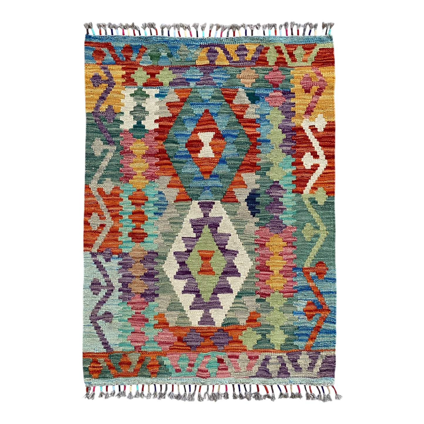 2'x3' Hand Woven Wool Kilim Rug