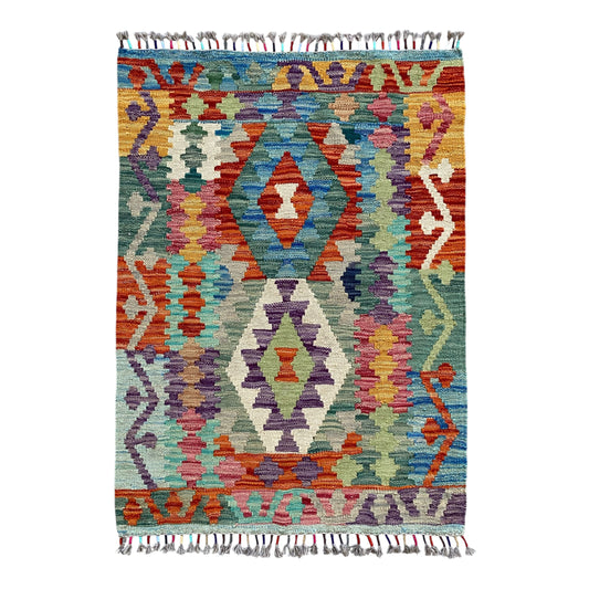 2'x3' Hand Woven Wool Kilim Rug