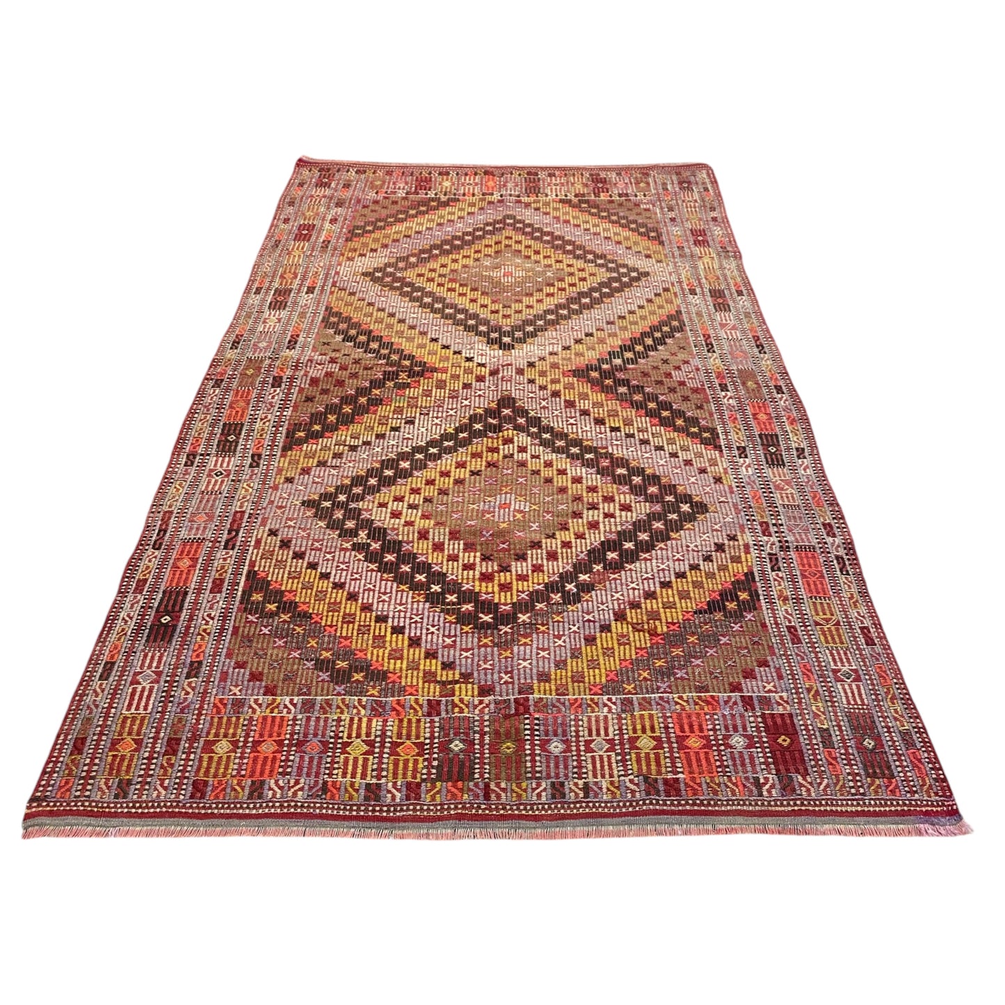 Vintage Fethiye Zili Cicim Kilim Rug