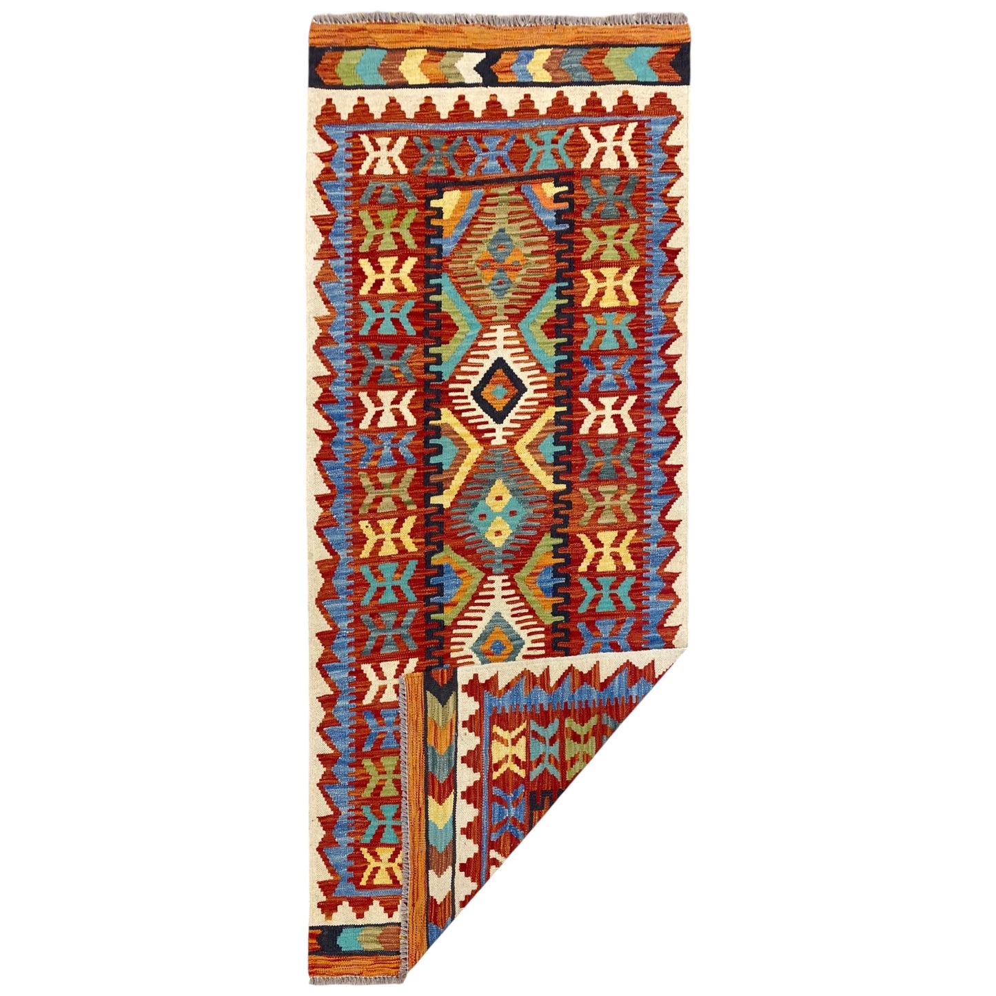 Tribal Kilim Hallway and Kitchen Runner Rug