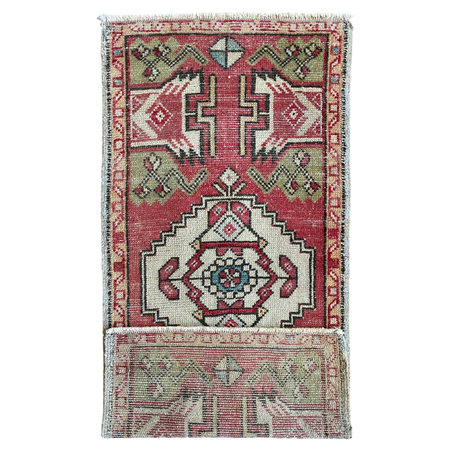 Vintage Turkish Oushak Carpet Doormat