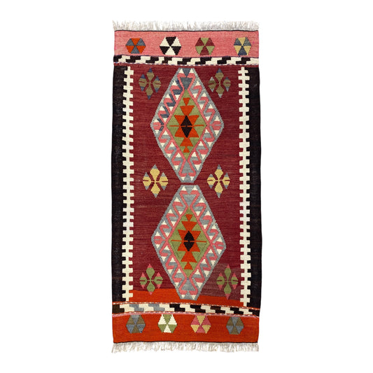 Vintage Small Turkish Corum / Yozgat Kelim Rug