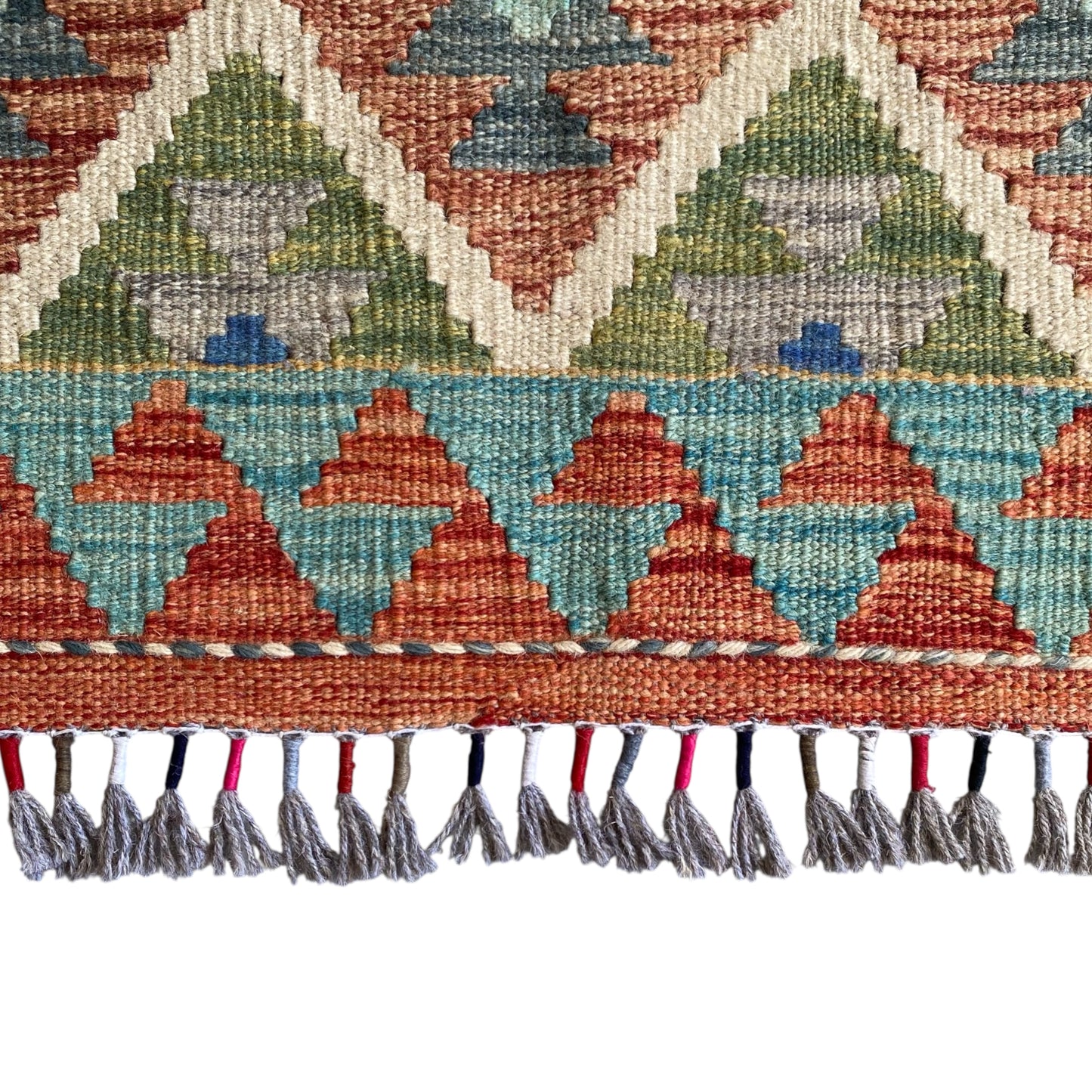 Geometric Design Hand Woven Wool Nomadic Tribal Kelim Rug