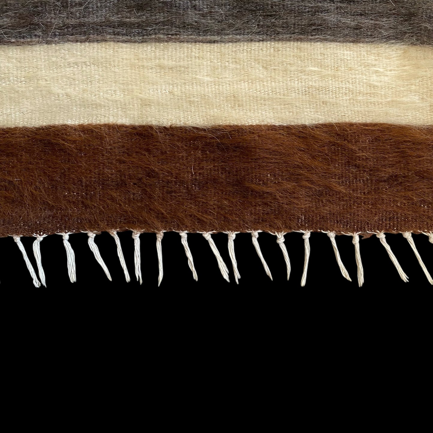 Brown Angora Mohair Siirt Blanket Kilim Rug