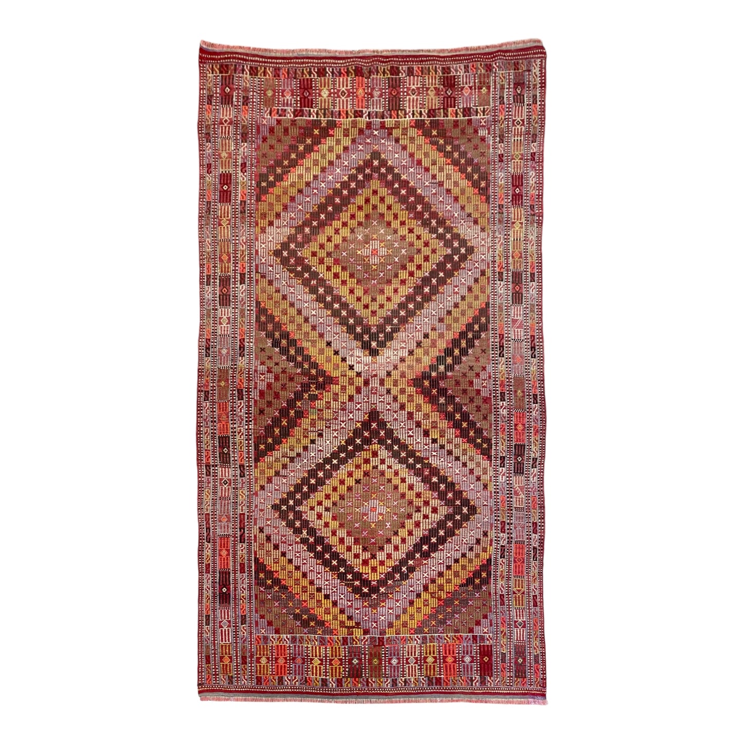 Vintage Fethiye Zili Cicim Kilim Rug
