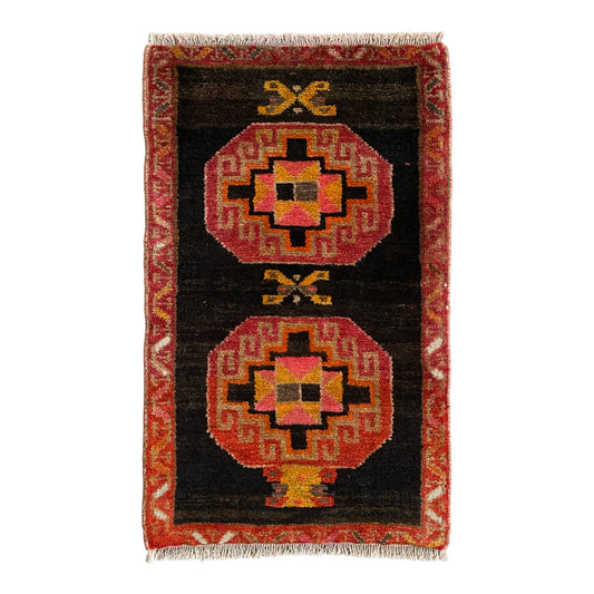 Vintage Small Caucassian Moghan Kazak Rug Memling Gul Carpet Rug