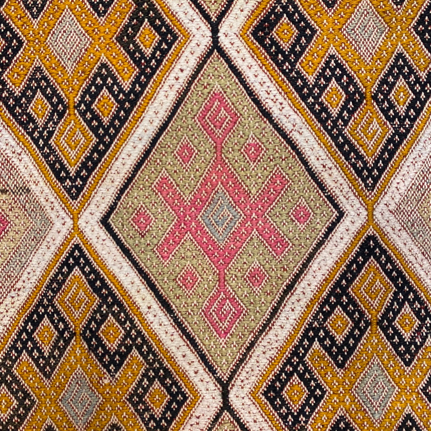 Small Bohemian Pink Cicim Kelim Rug