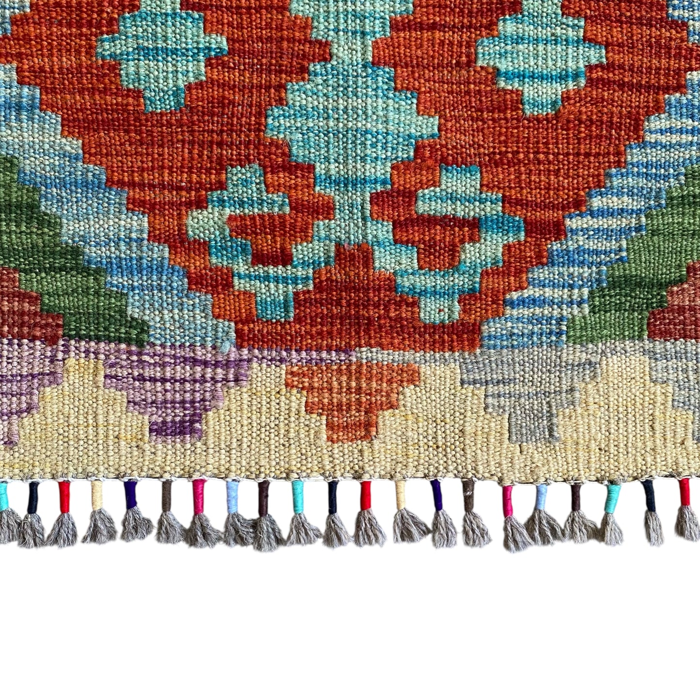 2 Meters Long Hands on Hips Design Narrow Tribal Kilim Runner Rug