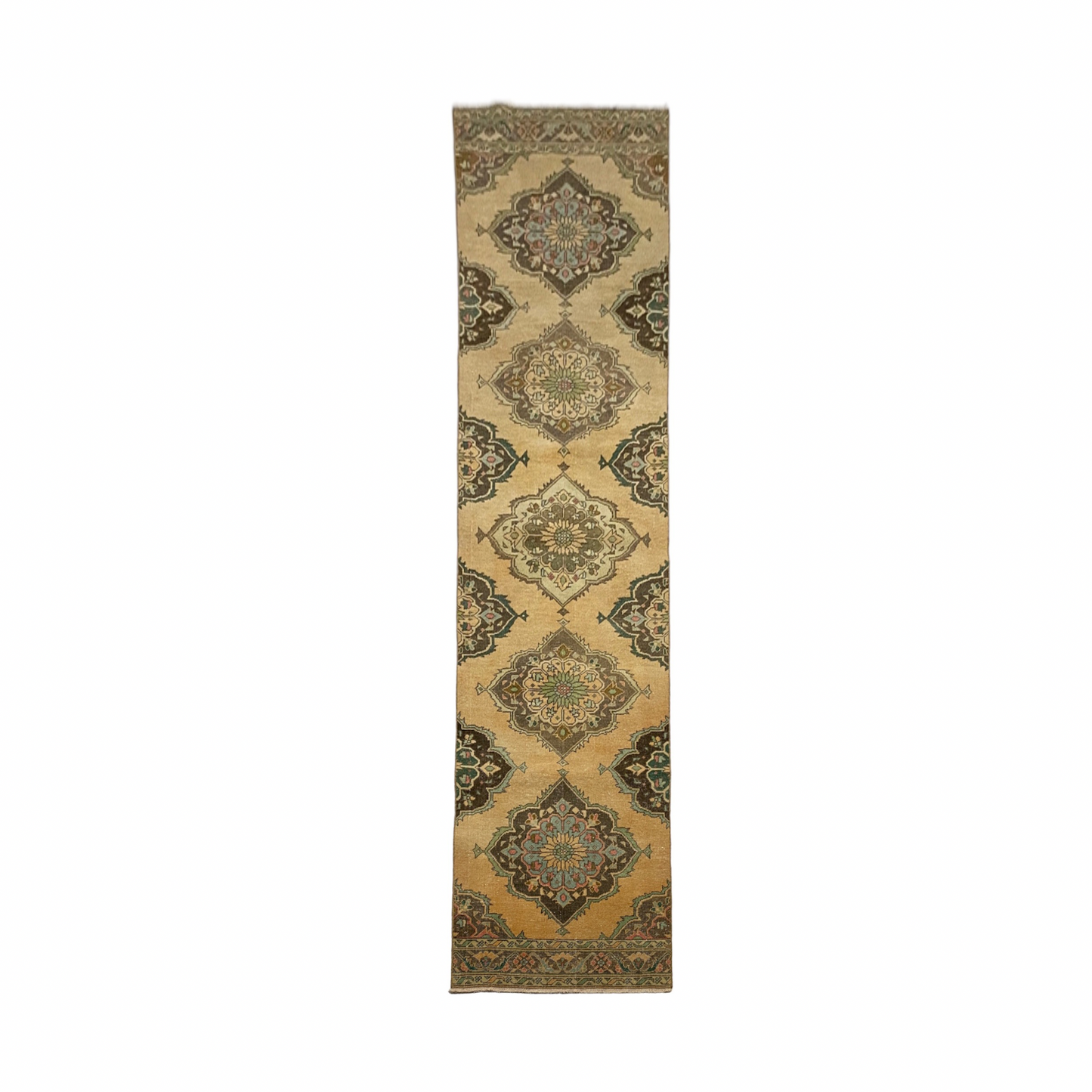 Pastel Color Turkish Oushak Hallway Runner Rug