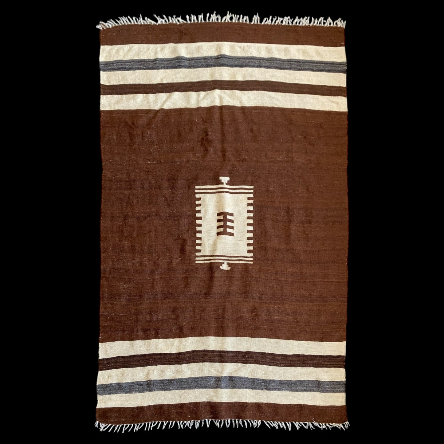 Brown Angora Mohair Siirt Blanket Kilim Rug