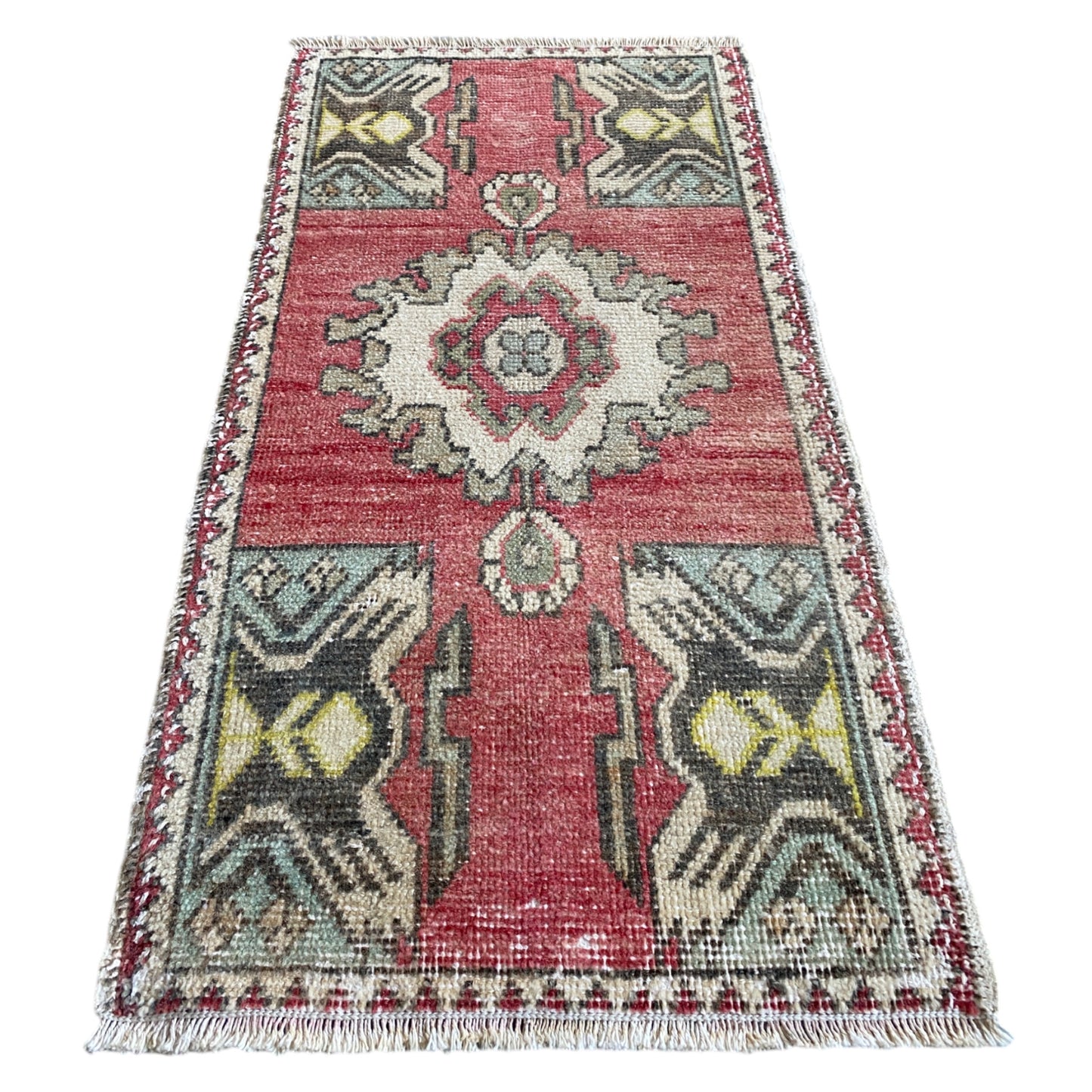 Vintage Turkish Oushak Rug Doormat