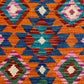 Orange Color Geometric Aztec Eye Dazzler Boho Kilim Rug