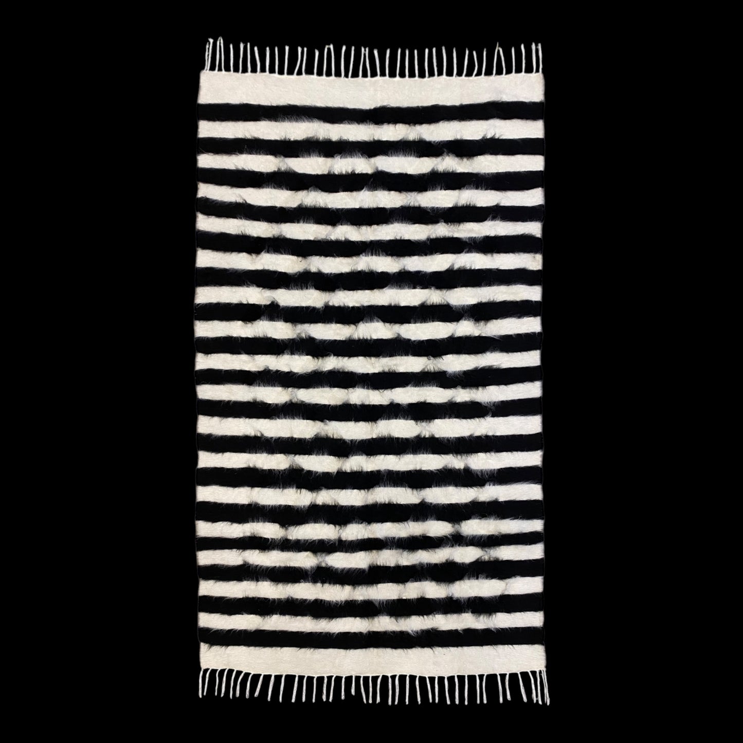 Nordic Scandinavian Style Black and White Striped Turkish Siirt Blanket Kilim Rug