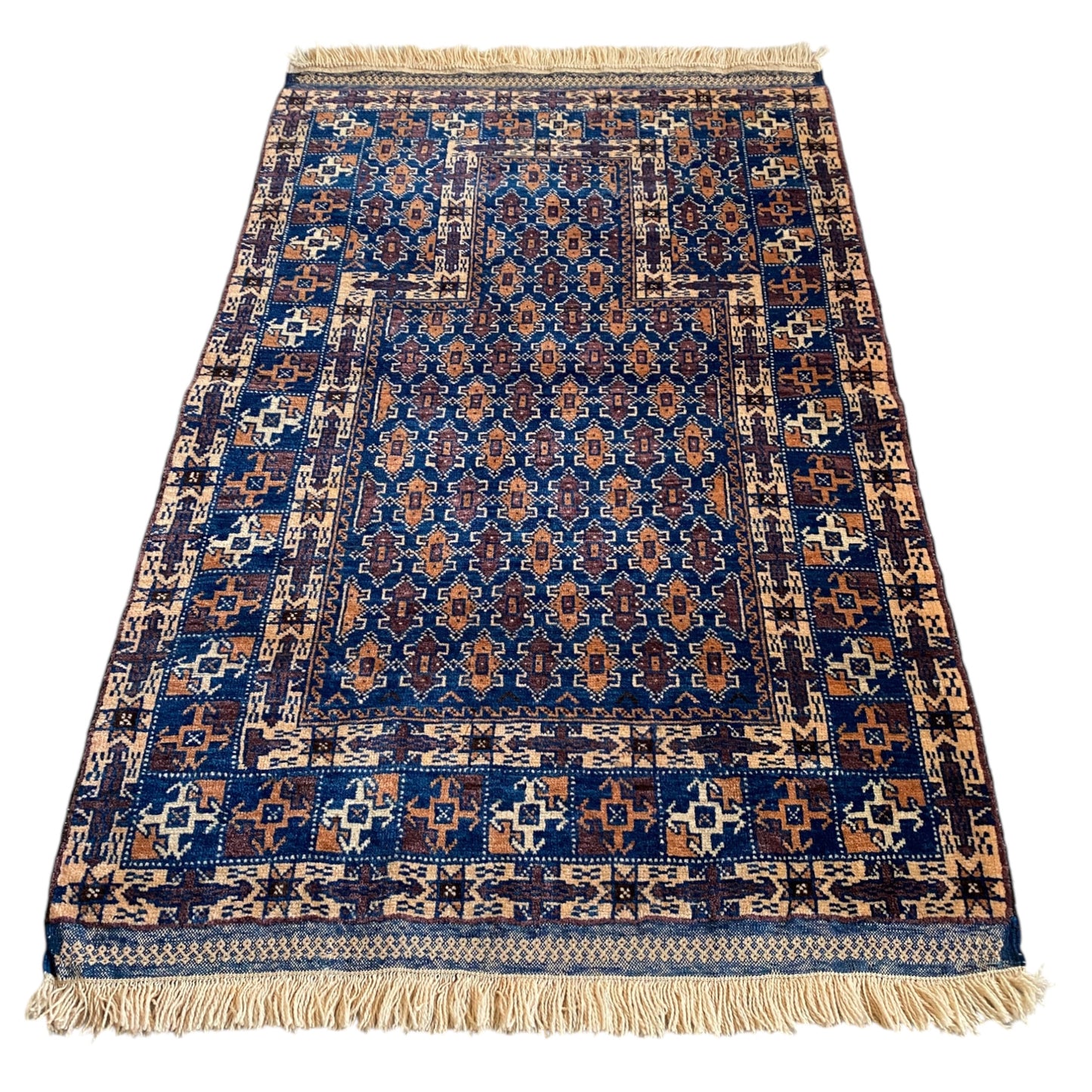 Tribal Blue Dowry Prayer Mat Carpet Rug