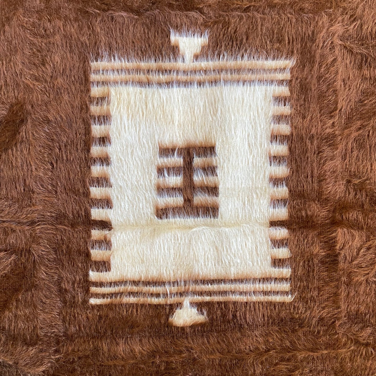 Brown Angora Mohair Siirt Blanket Kilim Rug