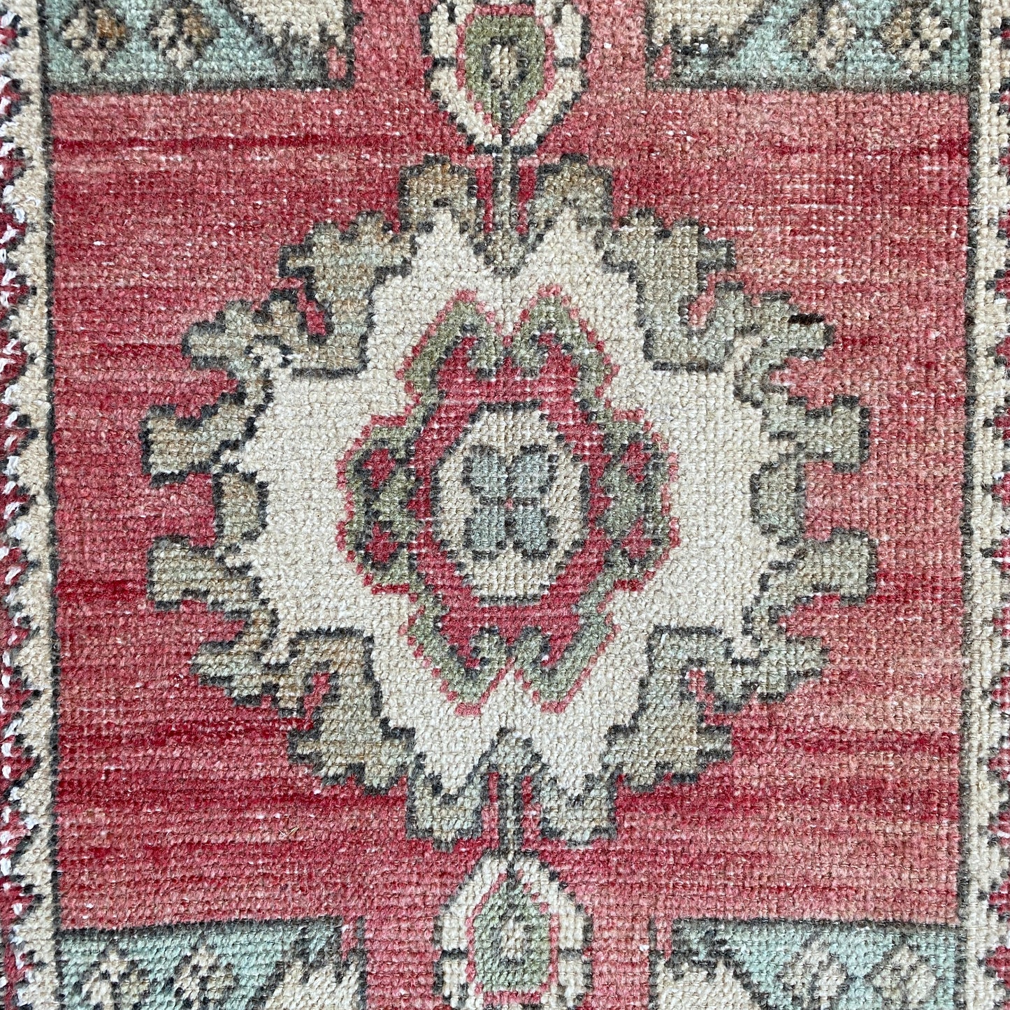 Vintage Turkish Oushak Rug Doormat