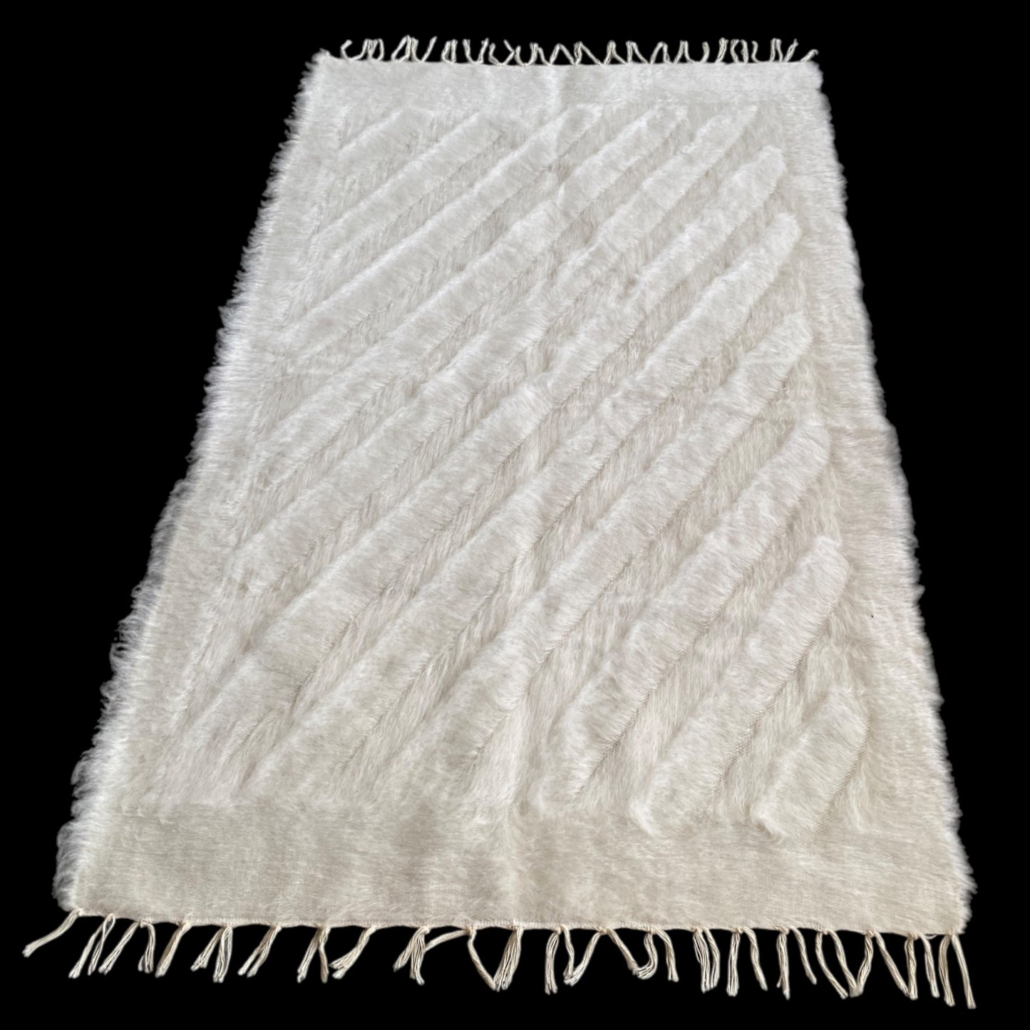 White Siirt Blanket Kelim Rug