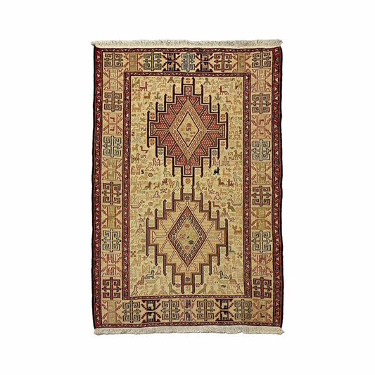 Best Quality Silk Hand Embroidered Soumak Kelim Rug