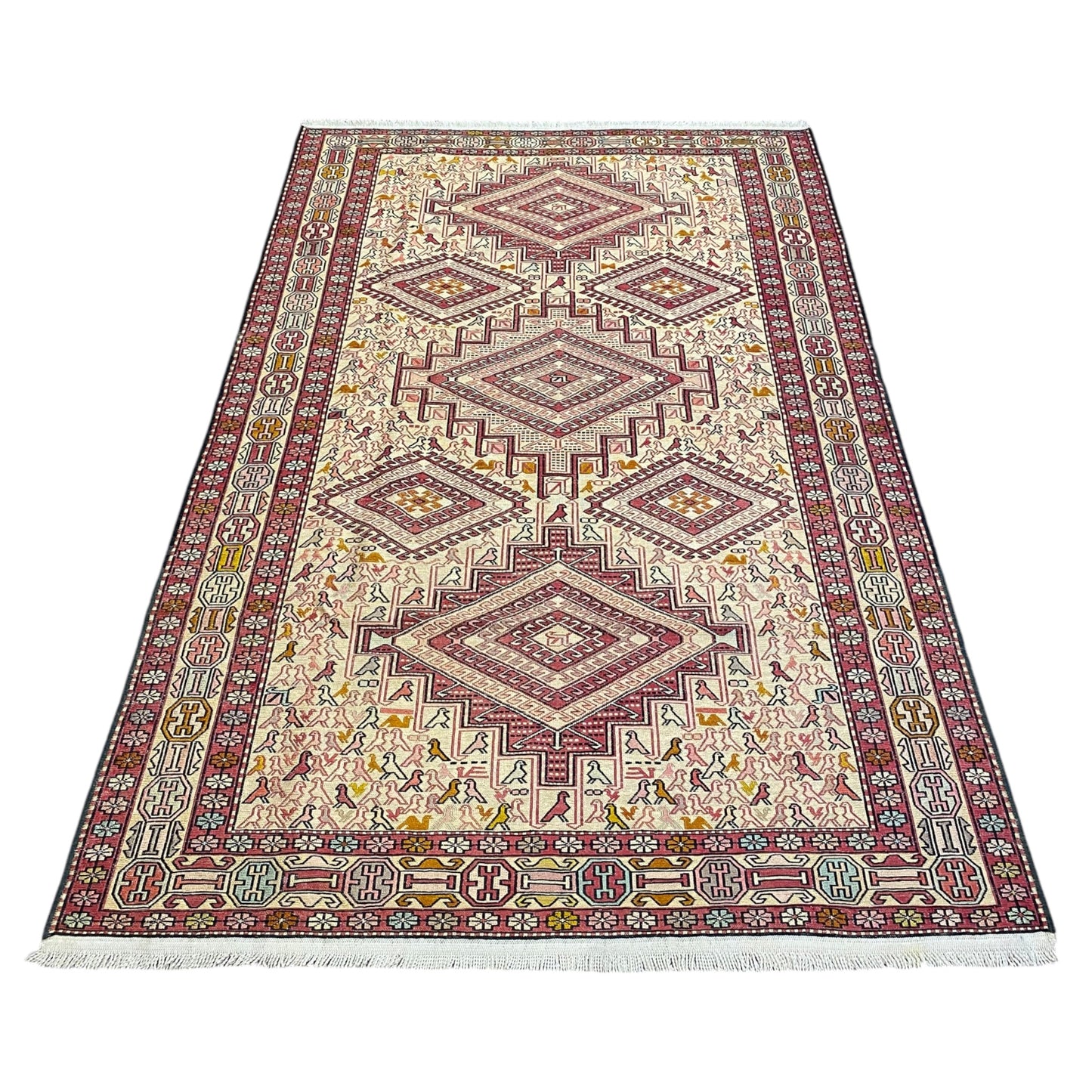 Noah's Ark Design Silk Soumak Rug