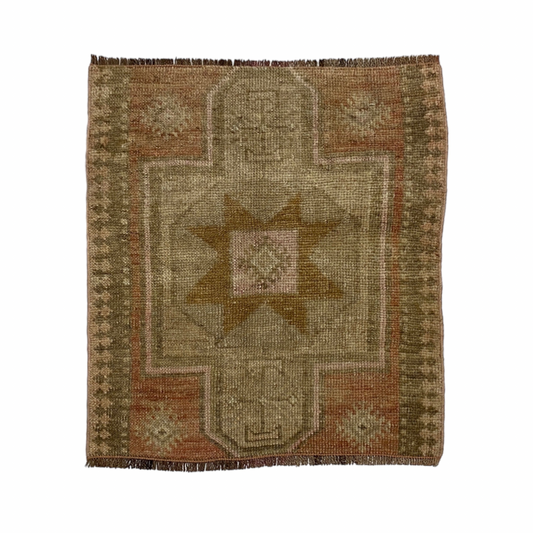 Small Muted Color Vintage Tribal Caucasian Rug