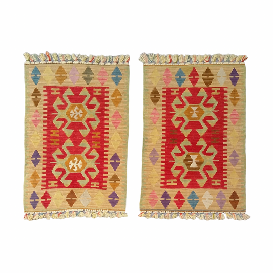 Kilims turcos pequeños gemelos