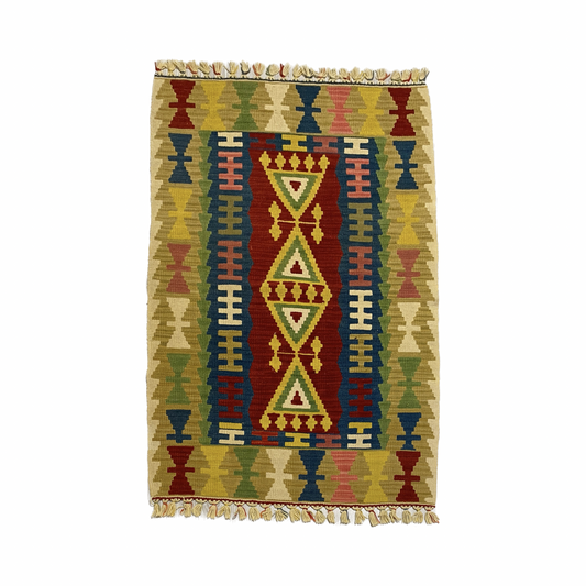 Alfombra Kilim nueva turca amarilla Kayseri Gomurgen