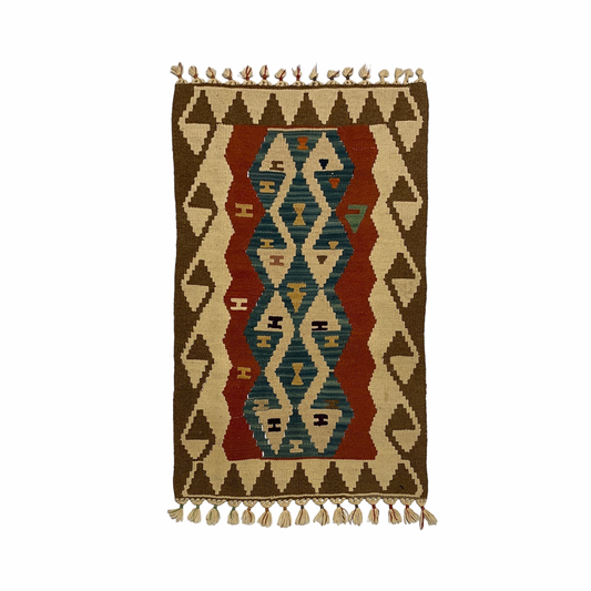 Small Turkish Kayseri Wool Kelim Rug