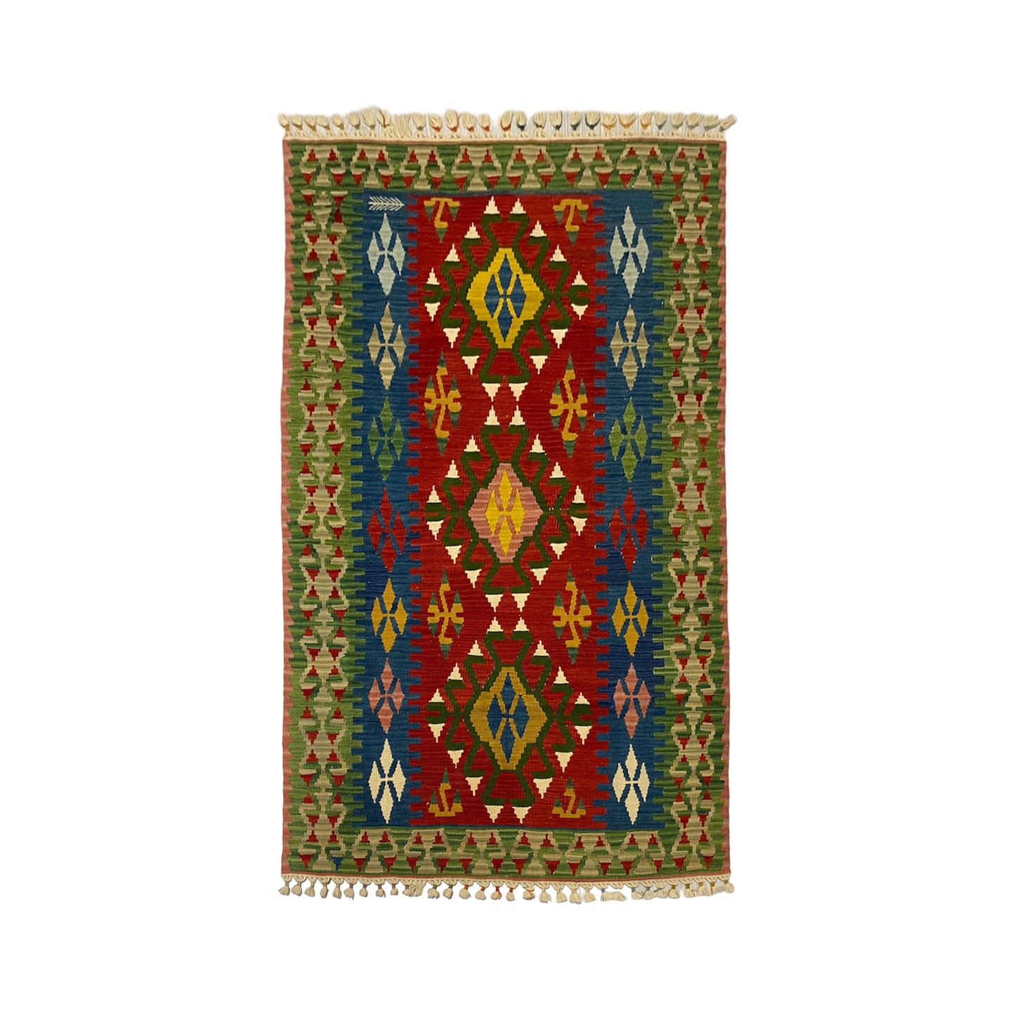 Red Blue Green Turkish Kilim Rug