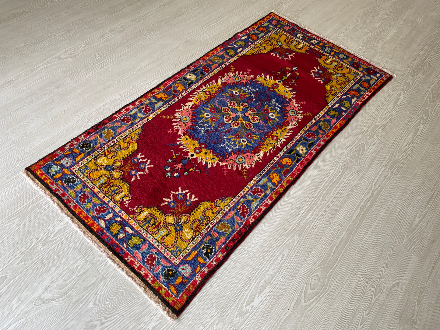 Vintage Turkish Fethiye Kaya Rug-Megri Kayakoy Carpet-Makri Kaya Carpet