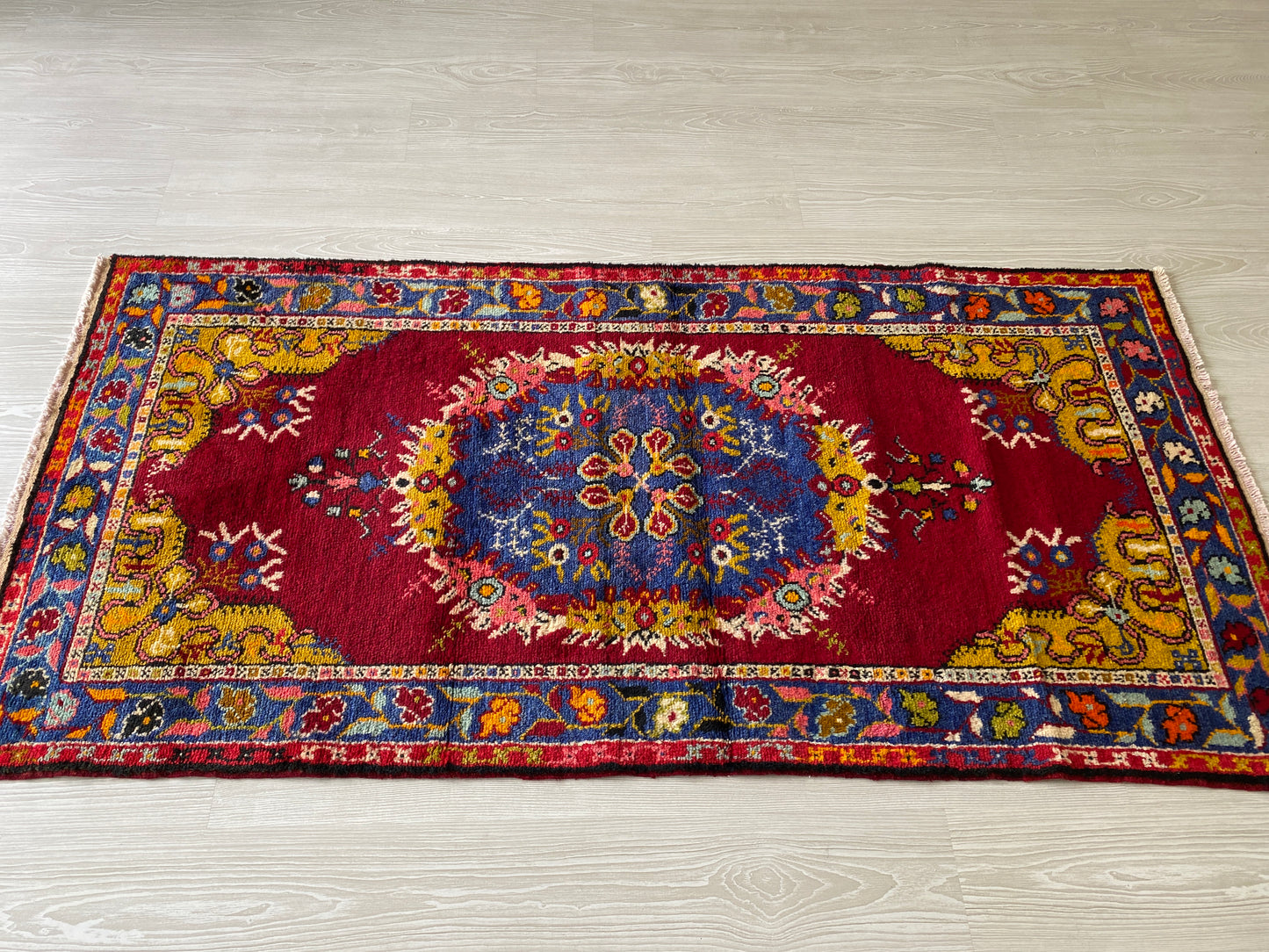 Vintage Turkish Fethiye Kaya Rug-Megri Kayakoy Carpet-Makri Kaya Carpet