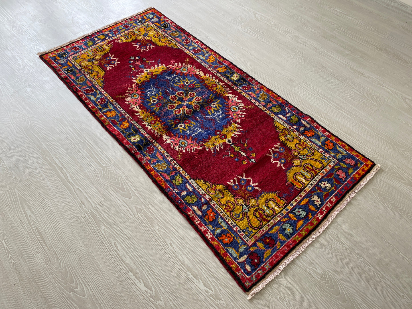 Vintage Turkish Fethiye Kaya Rug-Megri Kayakoy Carpet-Makri Kaya Carpet