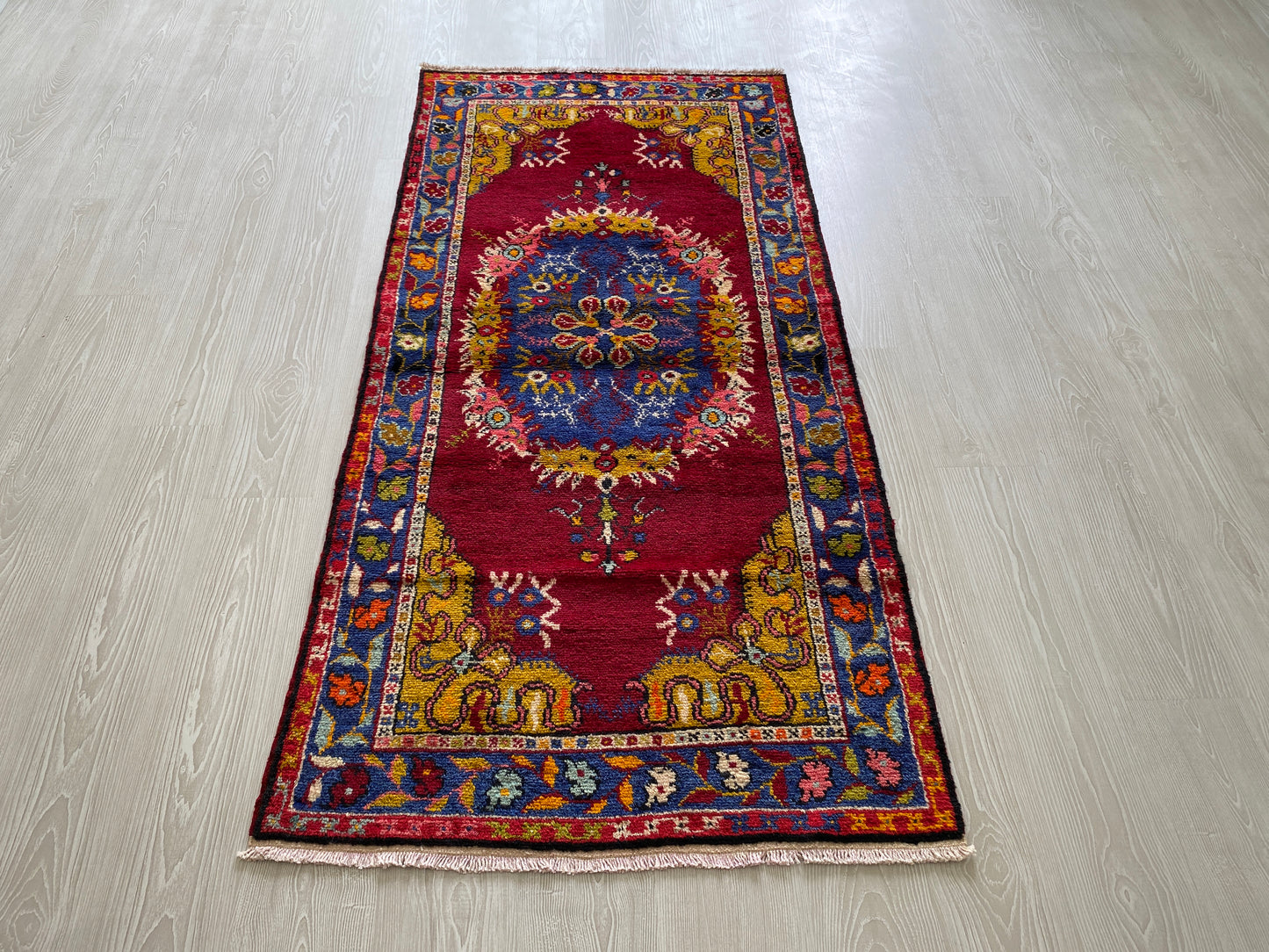 Vintage Turkish Fethiye Kaya Rug-Megri Kayakoy Carpet-Makri Kaya Carpet