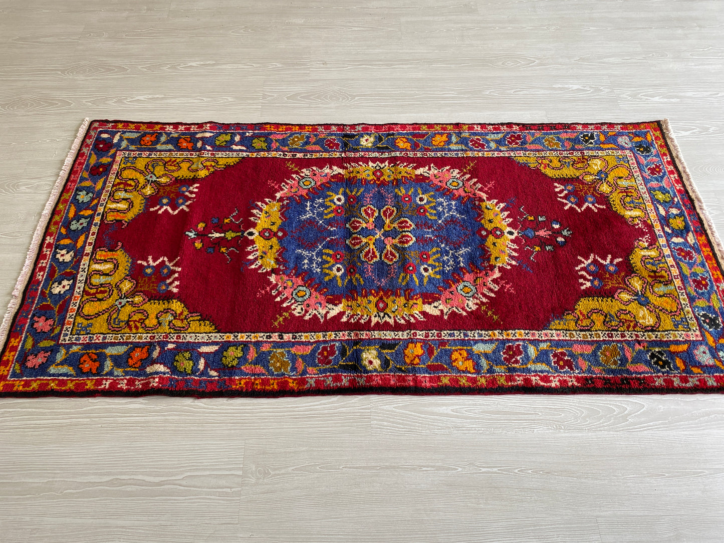 Vintage Turkish Fethiye Kaya Rug-Megri Kayakoy Carpet-Makri Kaya Carpet