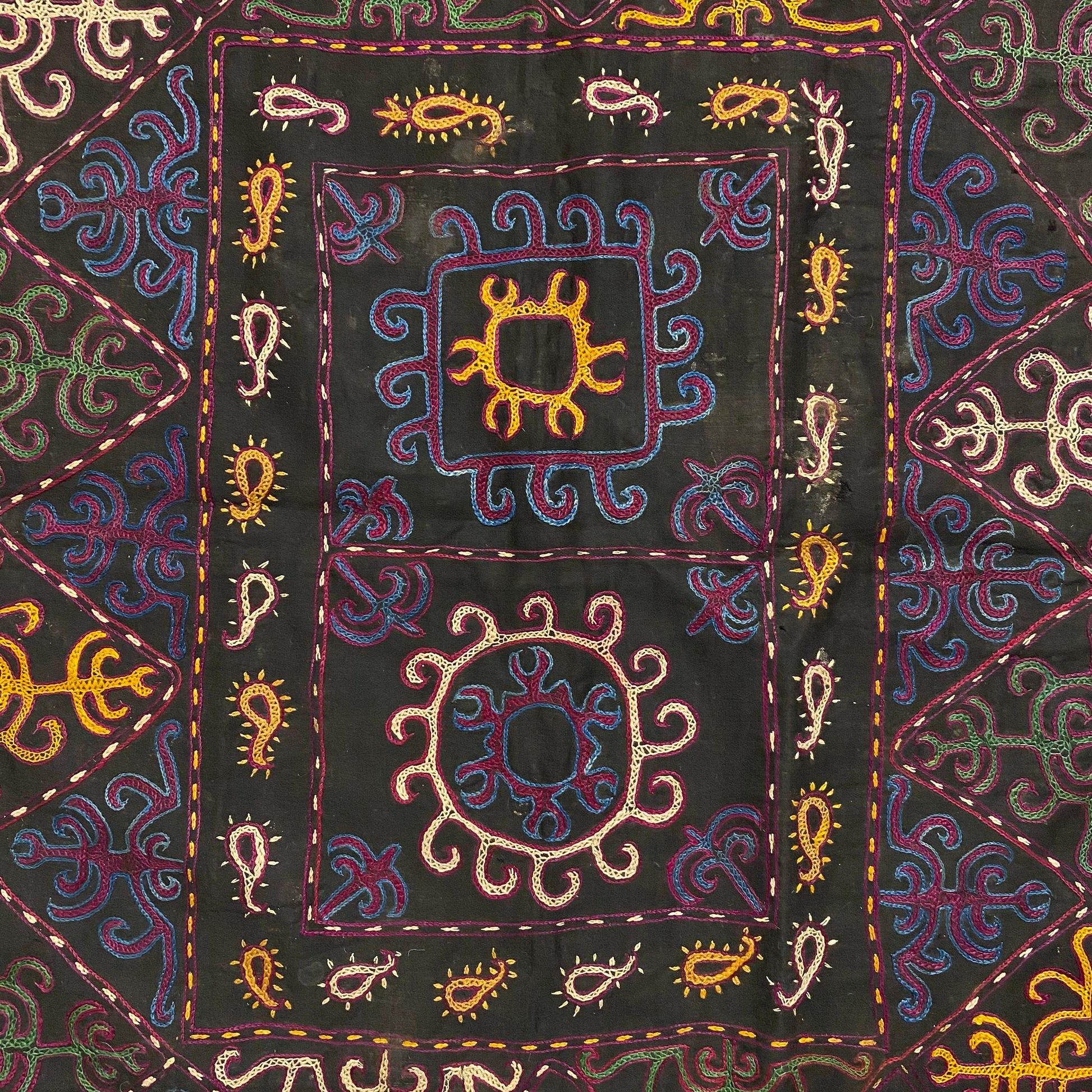 Antique Black Shakhrisabz Suzani Textile - Kilim Art Gallery