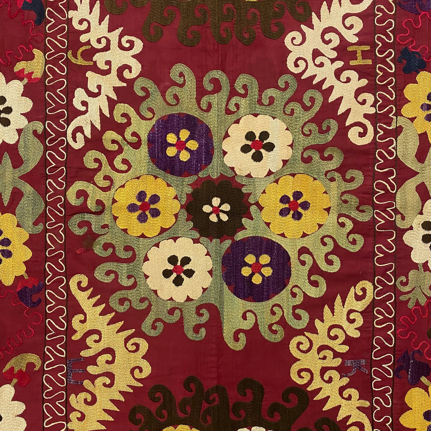 Antique Suzani Textile Wall Hanging / Throw from Central Asia Uzbekistan - Kilim Art Gallery