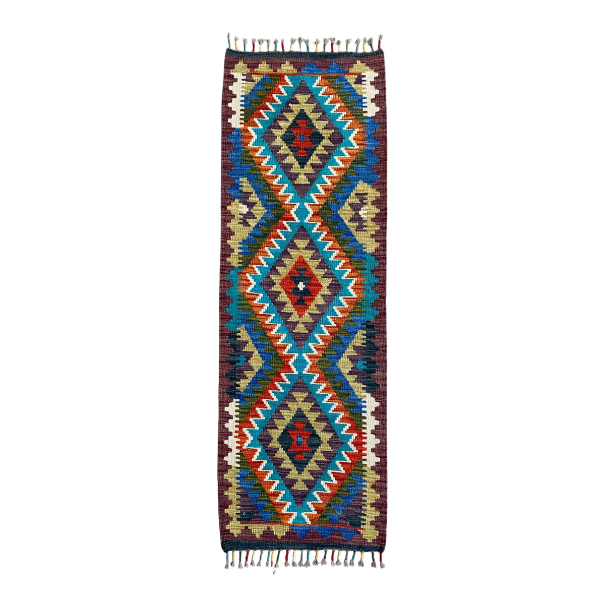 Aztec Blue Kilim Rug Runner - Kilim Art Gallery
