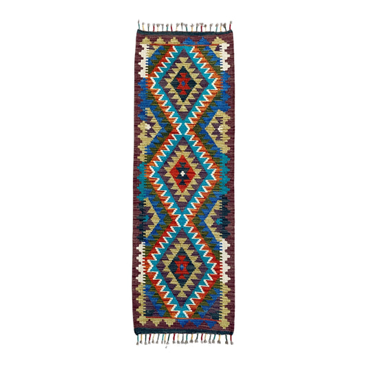 Aztec Blue Kilim Rug Runner - Kilim Art Gallery