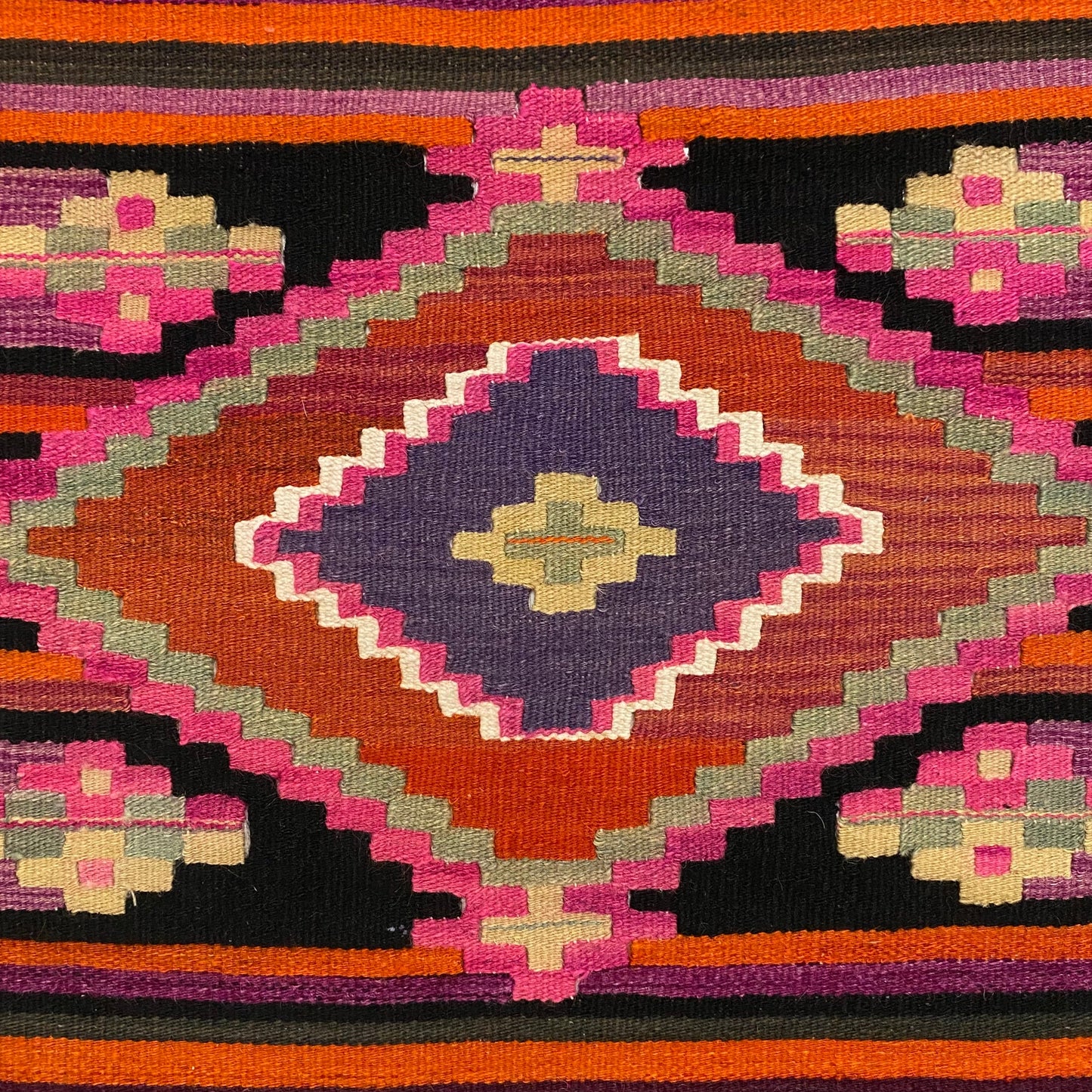 Aztec Design Pink Malatya Kelim Runner Rug for Hallway and Kitchen - Kilim Art Gallery