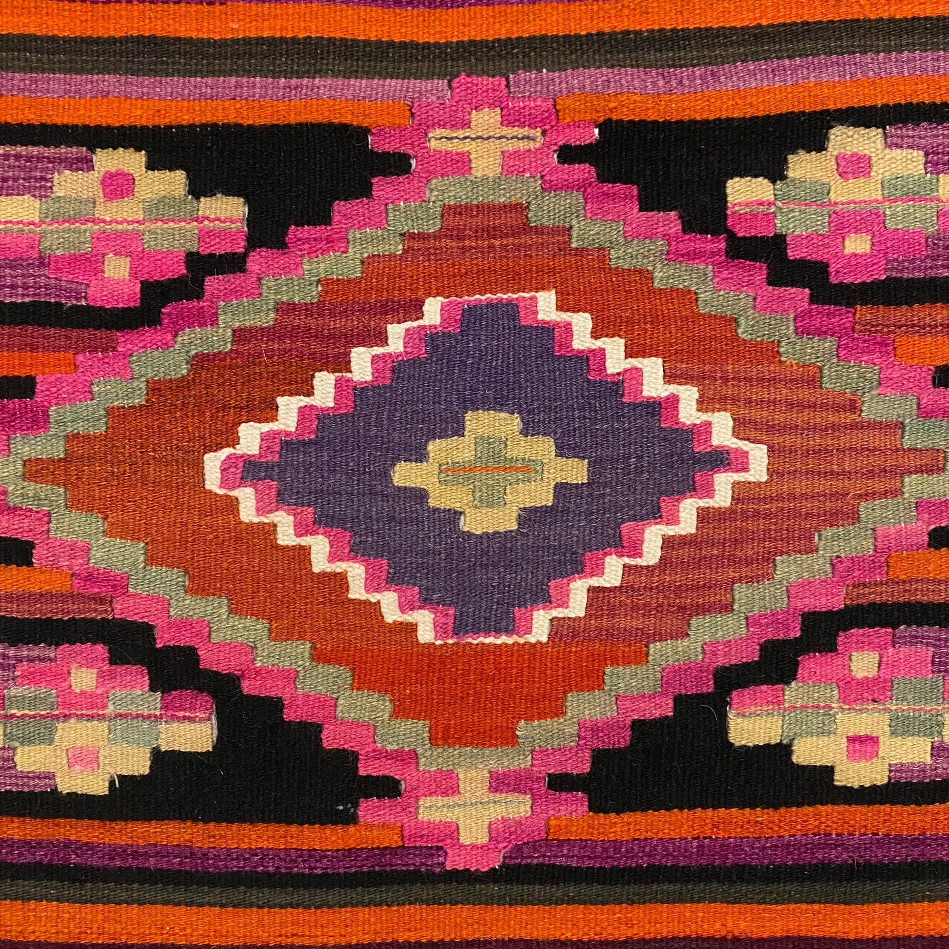 Aztec Design Pink Malatya Kelim Runner Rug for Hallway and Kitchen - Kilim Art Gallery